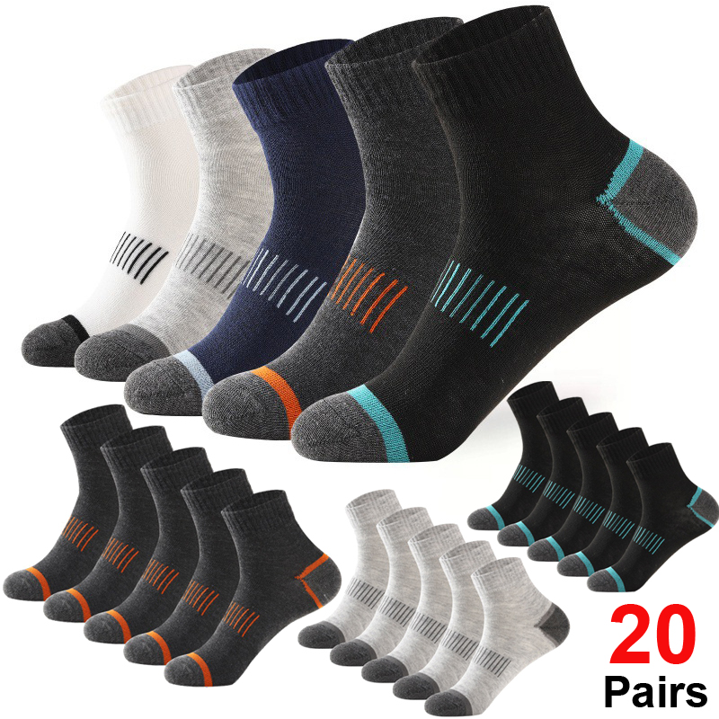 Athletic Sock Cushion - 20 Paar Herren-Baumwollsocken-Set, lässig, atmungsaktiv, Sport,